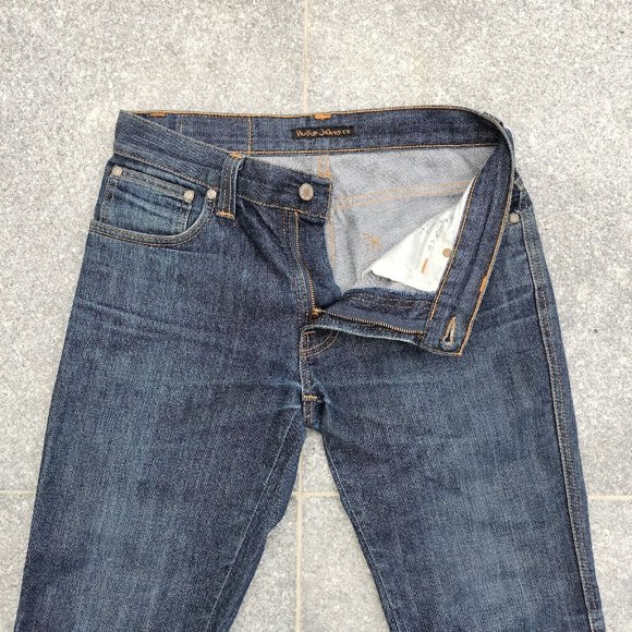 Nudie Mens Jeans Blue Denim Slim Jim Straight Leg Cotton Made in Italy Size 31 - Picture 7 of 14